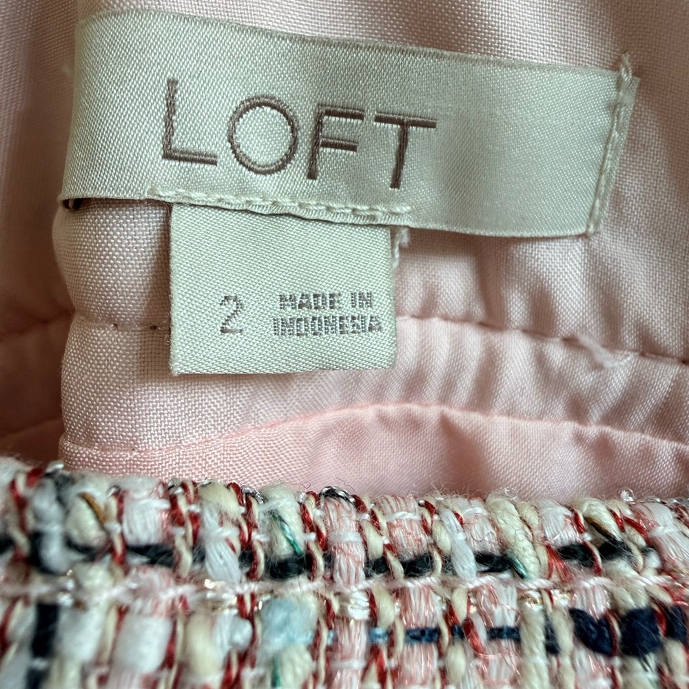 LOFT pink multicolored Tweed A-Line Skirt Size 2 - Picture 7 of 10